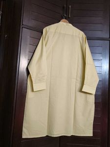 J.Junaid Jumshed Men Regular Yellow Cotton Kurta