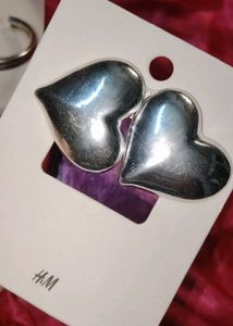 imported Silver Hoop &amp; Heart Earrings combo