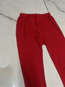 Red Casual Leggings