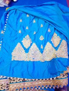 Embroidery Saaree Blue With Two Sequence Blouse