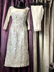 Silver Sequin Dress & Pant Set
