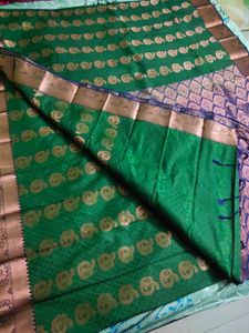 💚Bottle Green Semi Silk Saree