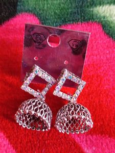 Square Rhinestone Jhumka Earrings