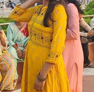Yellow Printed Kurta