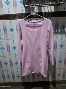 Pink Long Sleeve Mini Dress