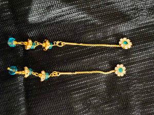 Dainty Blue Flower Drop Earrings