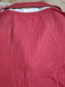 Never Look T Shirt Red And White Colored