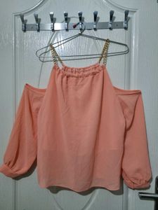 Peach Cold Shoulder Top