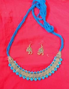 SKY BLUE COLOUR JEWELLERY SET WITH BEADS 💙