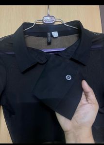 H&amp;M Black mesh sheer top + Freebie H&amp;M tee