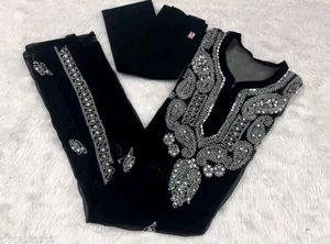 chiffon long chikankaari kurti