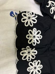 Black Floral Embroidered Top- XS Size