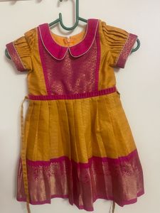 Never Worn Ethnic Banaras Pattu  Baby Girl Dress