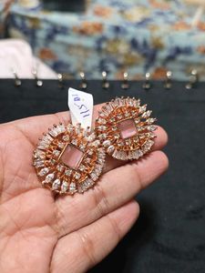 Pink Zirconia Round Big Studs
