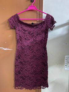 Burgendy Bodycon Lace Dress