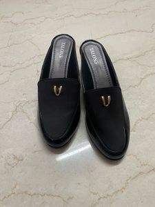 Smart Black Wedges- loafer Style