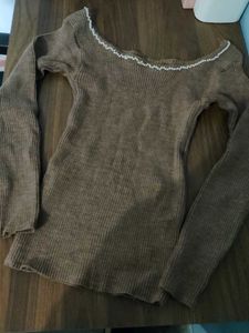 Brown Knit Top