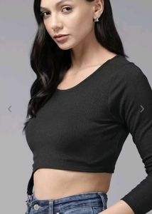Ripped Crop Black Top