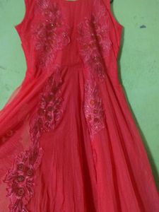 Red Partywear Gown For Womens