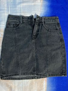 Dark Grey Denim Mini Skirt