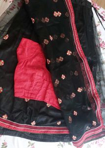Black Lehenga Set With Satin Lining