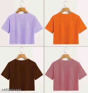 Combo Of 4 Cute Graphic Crop Top Bundle