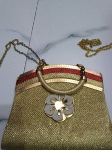 Golden Glitter Clutch Bag Set