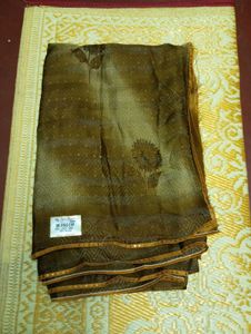 Elegant Olive Green Floral Saree