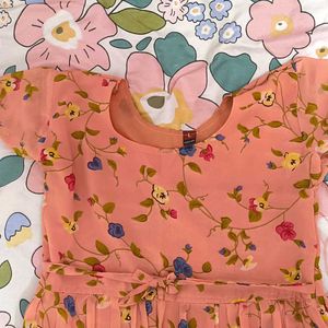 Pink Pleated Floral Dress