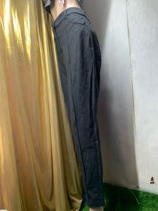 Gray Checked Straight Leg Pants