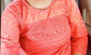 Coral Colour Net Top 💖