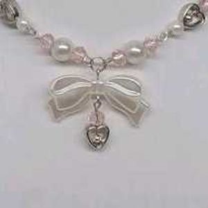 Pearl &amp; Bow Charm Necklace
