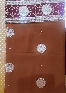 Elegant Brown Saree with Sequins