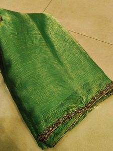 Emerald Green Saree with Beaded Border