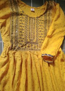 Yellow Embroidered Kurta