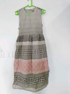 Striped & Geometric Print Sleeveless Dress