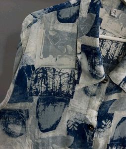 Abstract printed sheer shirt