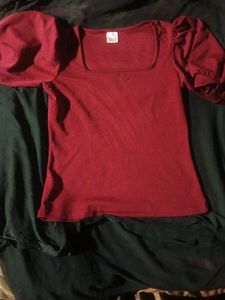 Red Puff Sleeve Top