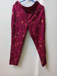 Maroon Foil Printed Kurta With Trousers