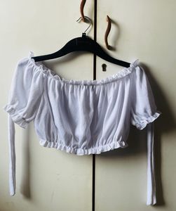 White Bardot Crop Top🦢