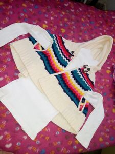 White With Colourful Poncho