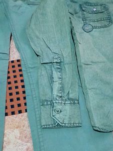 Army Green Pant With Denim Shirt