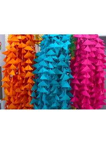 Set of 4 Handmade Fabric Triangle Strings Torans