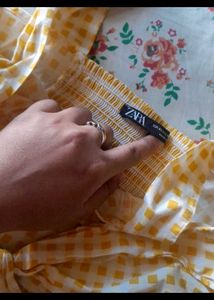 Yellow Gingham Tie-Front Crop Top