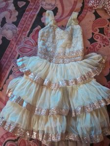 Cream Colour Net Frock