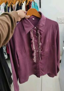 Elegant Mauve Ruffle Shirt