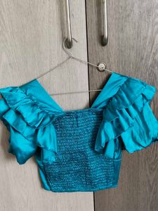 Blue Ruffle Crop Top