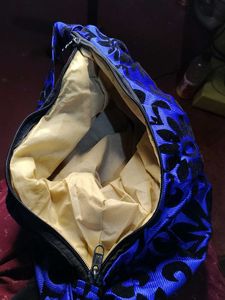 Blue &amp; Black Floral Velvet Bag
