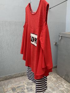 Red &amp; Striped Casual Dress
