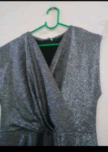 Elegant Silver Midi Dress